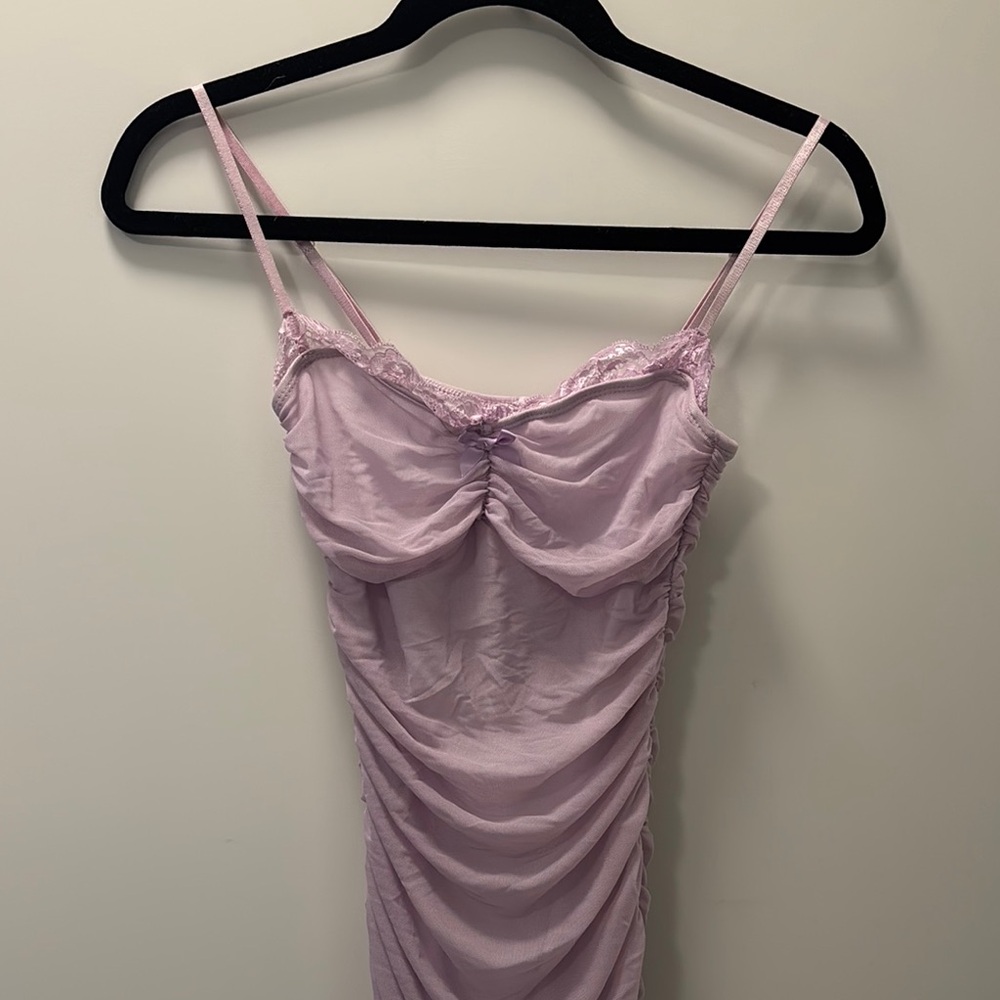 For Love And Lemons Purple Ruched Chemise